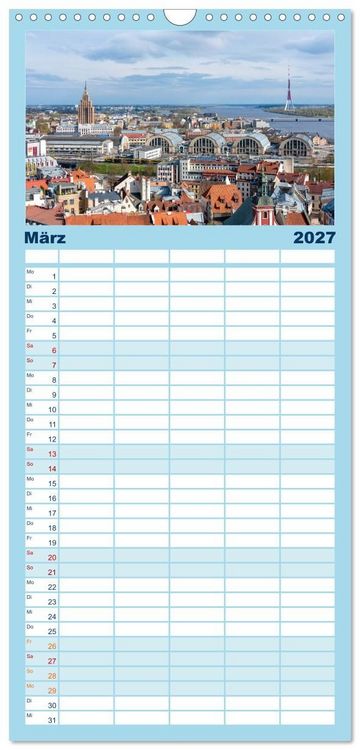 Produktbild: Familienplaner 2027 - Riga - Paris des Ostens mit 5 Spalten (Wandkalender, 21 x 45 cm) CALVENDO