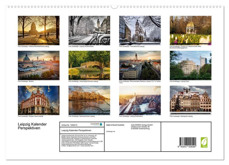 Produktbild: Leipzig Kalender Perspektiven (hochwertiger Premium Wandkalender 2026 DIN A2 quer), Kunstdruck in Hochglanz