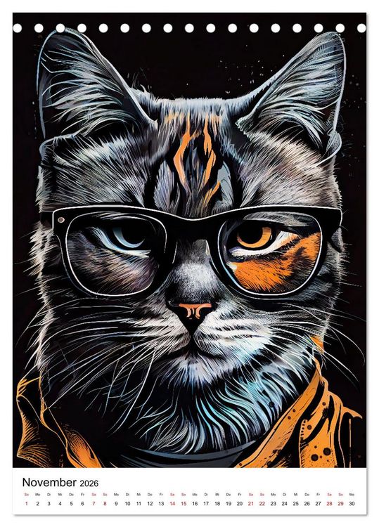 Produktbild: Hipster Katzen (Tischkalender 2026 DIN A5 hoch), CALVENDO Monatskalender