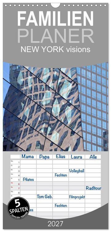 Produktbild: Familienplaner 2027 - NEW YORK visions mit 5 Spalten (Wandkalender, 21 x 45 cm) CALVENDO