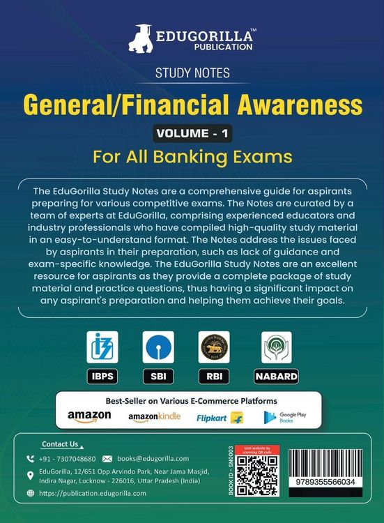 Produktbild: General/Financial Awareness (Vol 1) Topicwise Notes for All Banking Related Exams | A Complete Preparation Book for All Your Banking Exams with Solved