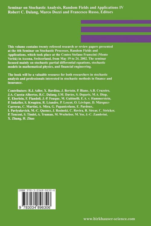 Produktbild: Seminar on Stochastic Analysis, Random Fields and Applications IV