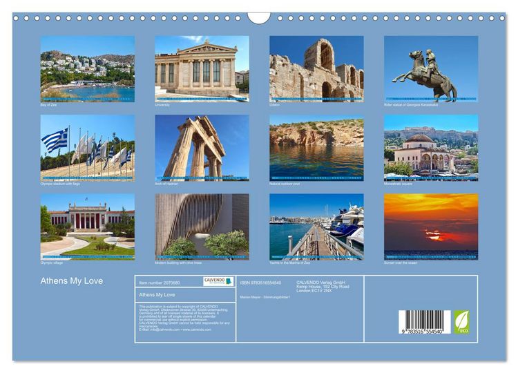 Produktbild: Athens My Love (Wall Calendar 2026 DIN A3 landscape), CALVENDO 12 Month Wall Calendar