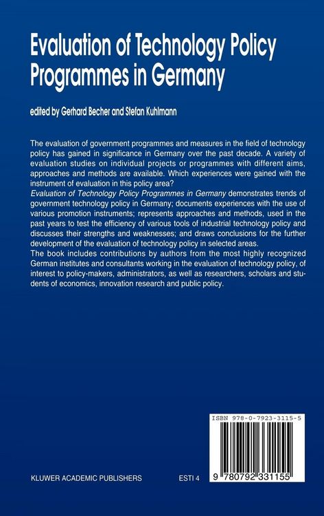 Produktbild: Evaluation of Technology Policy Programmes in Germany