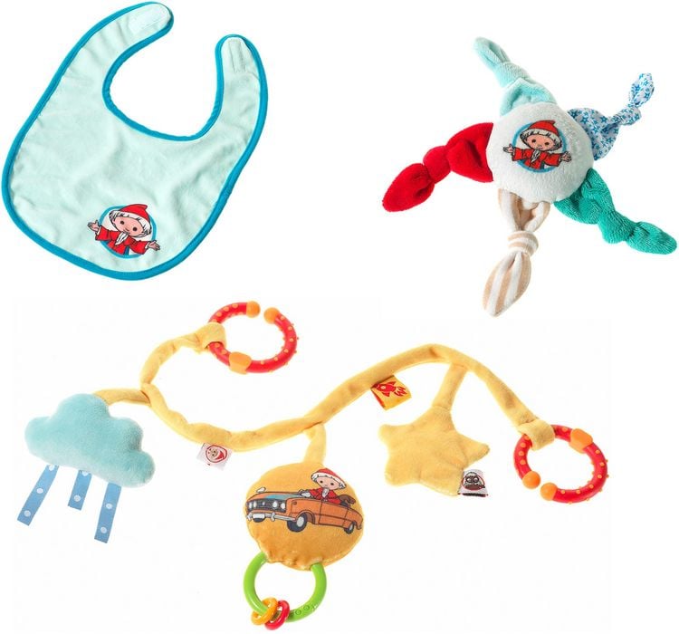 Produktbild: Heunec 504172 - SANDMANN Baby Set L&auml;tzchen, Quietscher, Kiwakette, 28 cm