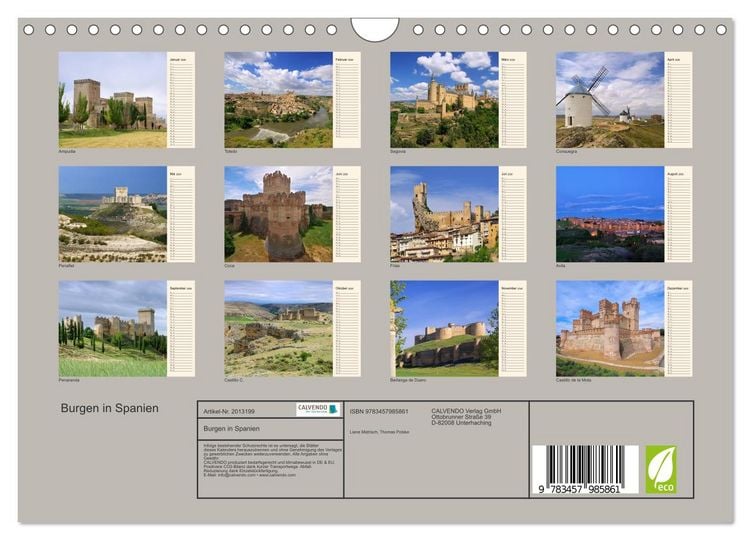 Produktbild: Burgen in Spanien (Wandkalender 2026 DIN A4 quer), CALVENDO Monatskalender
