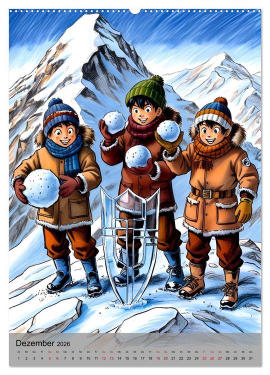 Produktbild: Heldenhafte Jungs - Ein Jahr voller Abenteuer und Freundschaft (hochwertiger Premium Wandkalender 2026 DIN A2 hoch), Kunstdruck in Hochglanz