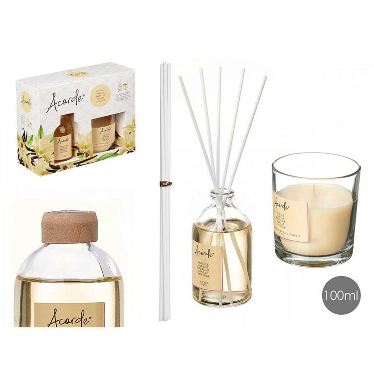 Produktbild: Set Mikado Kerze 100ml Kerze 30h Vanille