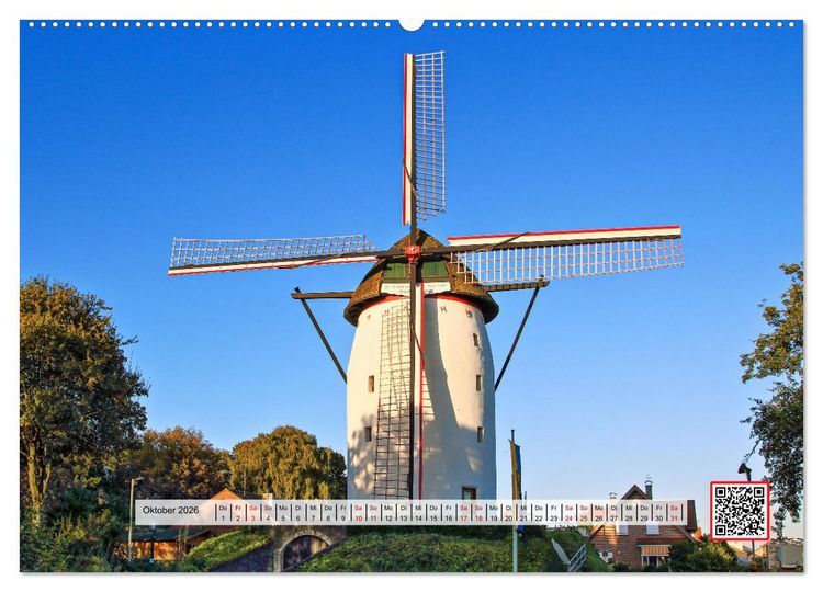 Produktbild: Die sch&ouml;nsten Windm&uuml;hlen am Niederrhein (hochwertiger Premium Wandkalender 2026 DIN A2 quer), Kunstdruck in Hochglanz