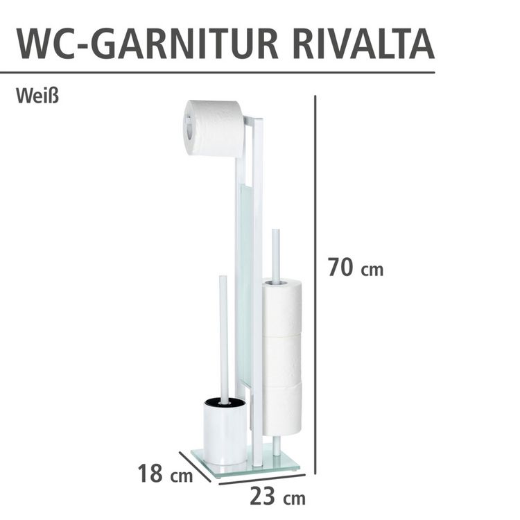 Produktbild: Stand WC-Garnitur Mod. Rivalta Wei&szlig;, integrierter Toilettenpapierhalter und WC-B&uuml;rstenhalter