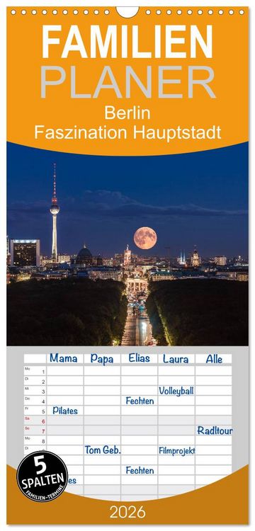 Produktbild: Familienplaner 2026 - Berlin - Faszination Hauptstadt mit 5 Spalten (Wandkalender, 21 x 45 cm) CALVENDO