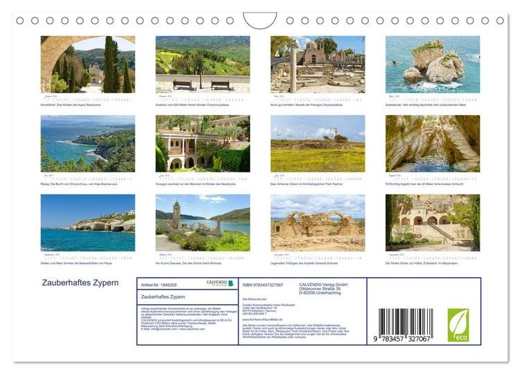Produktbild: Zauberhaftes Zypern (Wandkalender 2026 DIN A4 quer), CALVENDO Monatskalender