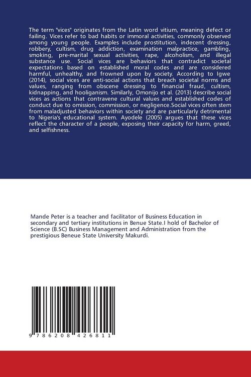 Produktbild: SOCIAL VICES AMONG ADOLECENTS STUDYING ENGLISH LANGUAGE IN SCHOOLS