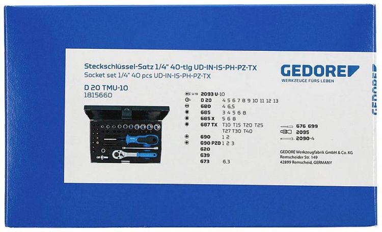 Produktbild: Gedore Steckschl&uuml;sselsatz metrisch 1/4\" (6.3 mm) 40teilig 1815660