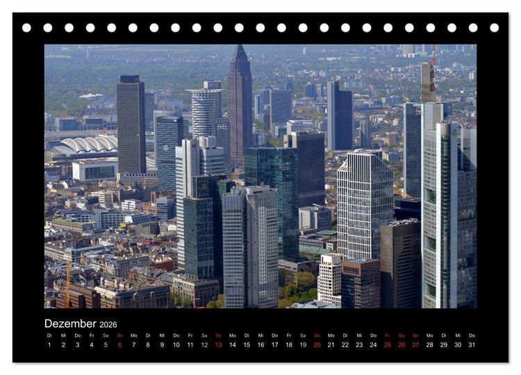Produktbild: &uuml;ber den D&auml;chern von FRANKFURT (Tischkalender 2026 DIN A5 quer), CALVENDO Monatskalender