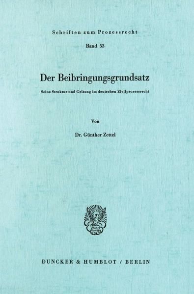 Produktbild: Der Beibringungsgrundsatz.