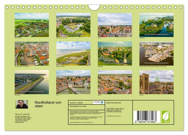 Produktbild: Nordholland von oben (Wandkalender 2026 DIN A4 quer), CALVENDO Monatskalender