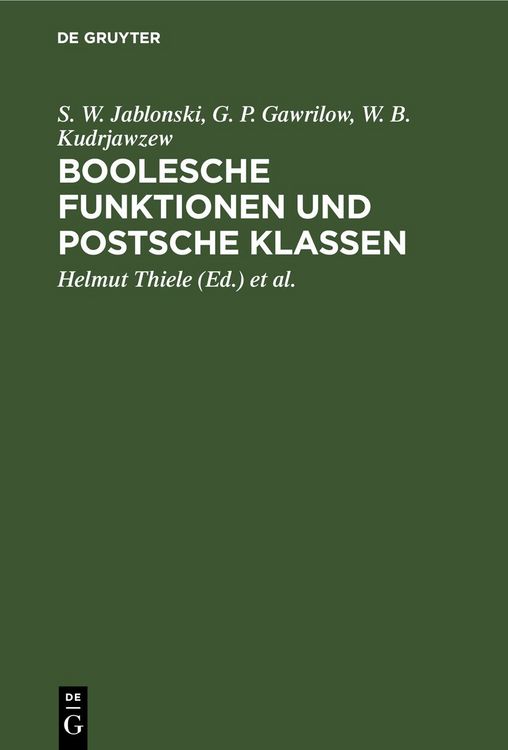 Produktbild: Boolesche Funktionen und Postsche Klassen