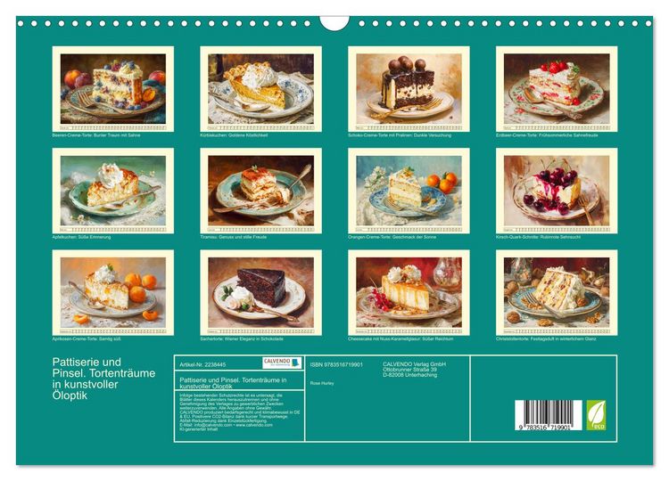 Produktbild: Pattiserie und Pinsel. Tortentr&auml;ume in kunstvoller &Ouml;loptik (Wandkalender 2026 DIN A3 quer), CALVENDO Monatskalender