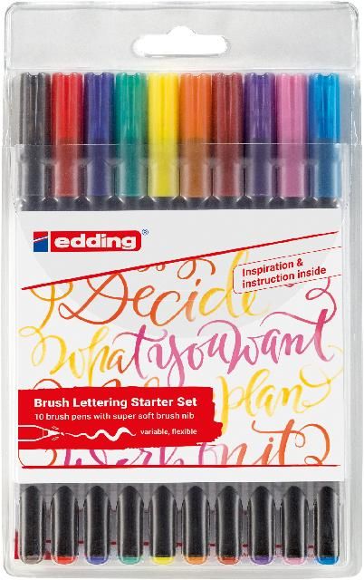 Produktbild: edding 1340 Fasermaler Brushpens, 10er Set mit variabler Pinselspitze