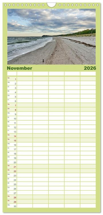 Produktbild: Familienplaner 2026 - K&uuml;stenregionen Deutschland mit 5 Spalten (Wandkalender, 21 x 45 cm) CALVENDO