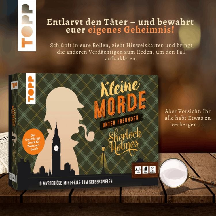 Produktbild: Kleine Morde unter Freunden: Sherlock Holmes. 10 mysteri&ouml;se Mini-F&auml;lle zum Selberspielen