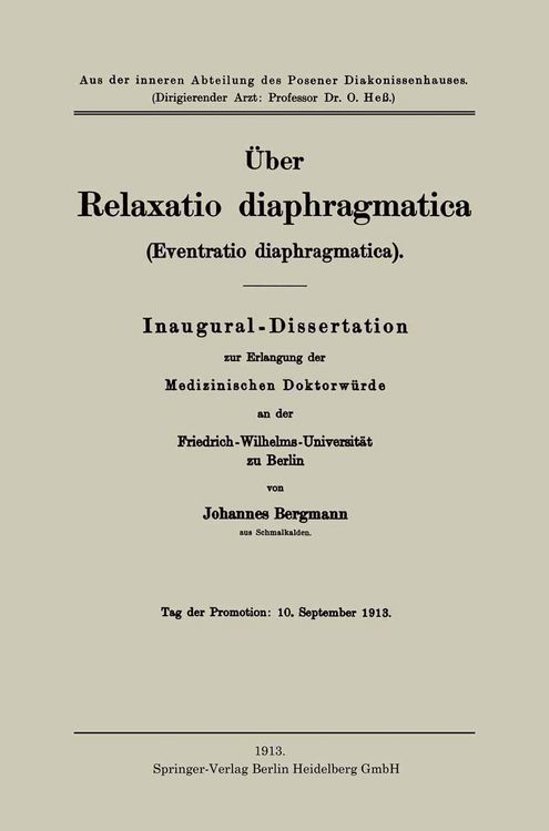 Produktbild: &Uuml;ber Relaxatio diaphragmatica (Eventratio diaphragmatica)