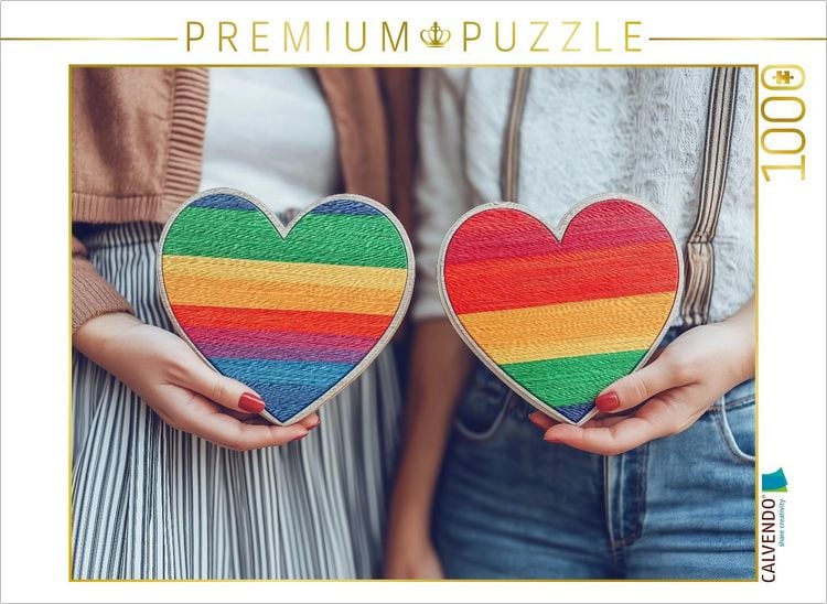Produktbild: CALVENDO Puzzle Herzen in Regenbogenfarben als Symbol der LGBTQ-Community | 1000 Teile Lege-Gr&ouml;&szlig;e 64x48cm Foto-Puzzle f&uuml;r gl&uuml;ckliche Stunden