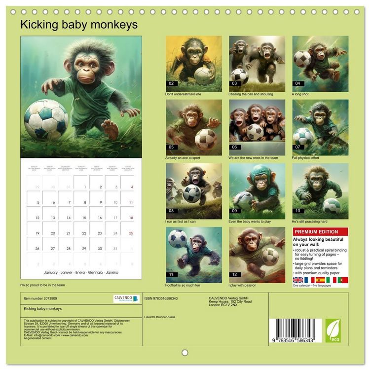 Produktbild: Kicking baby monkeys (Wall Calendar 2026 12 &times; 12 Inch) CALVENDO 12 Month Wall Calendar