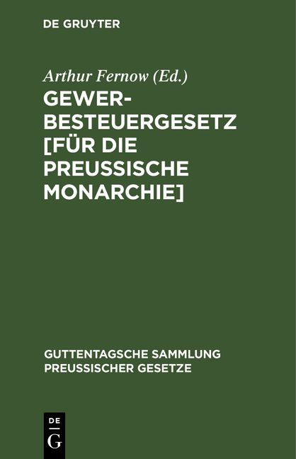 Produktbild: Gewerbesteuergesetz [f&uuml;r die Preu&szlig;ische Monarchie]
