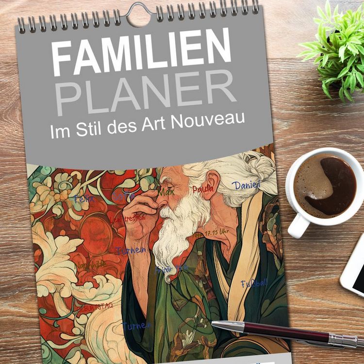 Produktbild: Familienplaner 2026 - Im Stil des Art Nouveau mit 5 Spalten (Wandkalender, 21 x 45 cm) CALVENDO