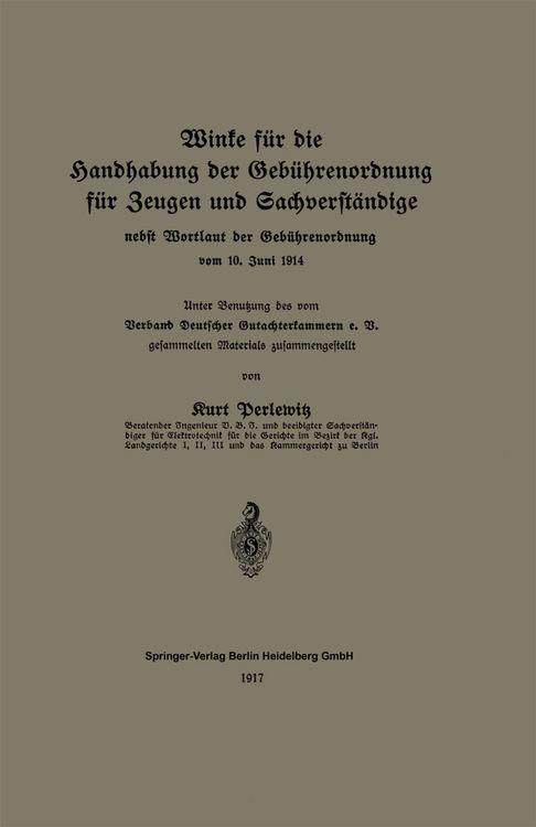 Produktbild: Winke f&uuml;r die Handhabung der Geb&uuml;hrenordnung f&uuml;r Zeugen und Sachverst&auml;ndige nebst Wortlaut der Geb&uuml;hrenordnung vom 10. Juni 1914