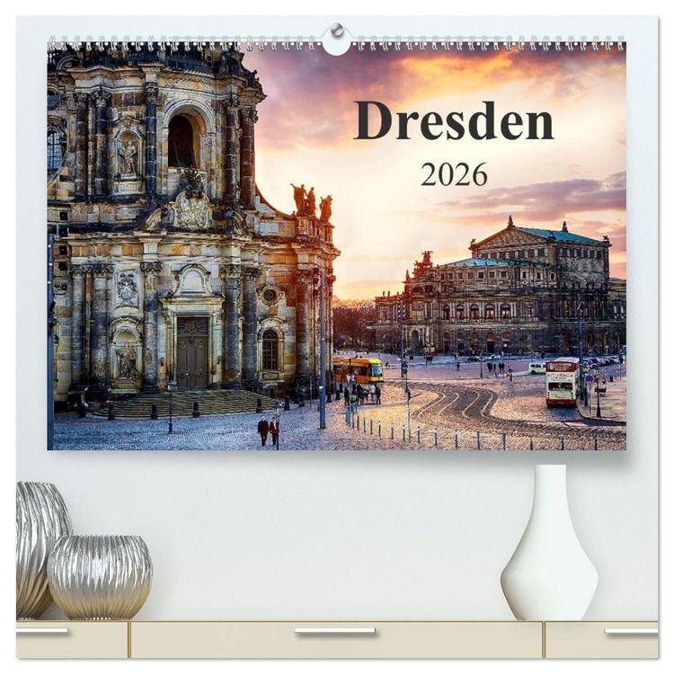 Produktbild: Dresden 2026 / Geburtstagskalender (hochwertiger Premium Wandkalender 2026 DIN A2 quer), Kunstdruck in Hochglanz
