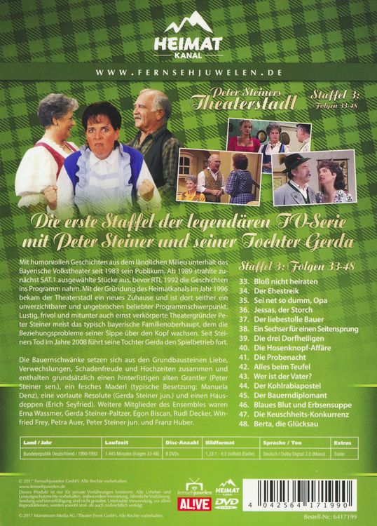 Produktbild: Peter Steiners Theaterstadl - Staffel 3/Folgen 33-48 [8 DVDs]