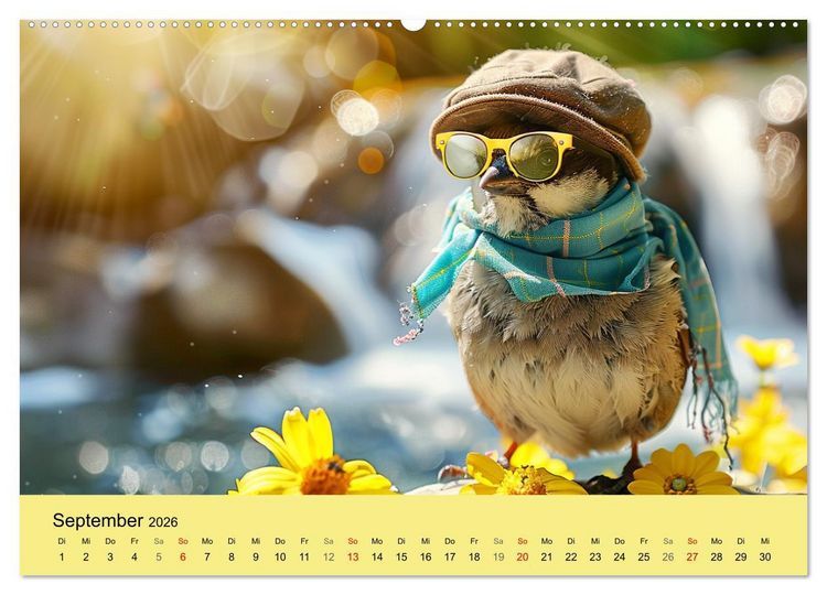 Produktbild: Niedliche V&ouml;gel! Trendige Schnabelstars erobern die Modewelt (hochwertiger Premium Wandkalender 2026 DIN A2 quer), Kunstdruck in Hochglanz