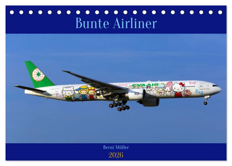 Produktbild: Bunte Airliner (Tischkalender 2026 DIN A5 quer), CALVENDO Monatskalender