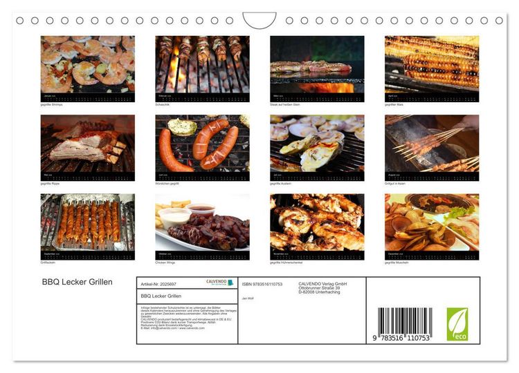 Produktbild: BBQ Lecker Grillen (Wandkalender 2026 DIN A4 quer), CALVENDO Monatskalender