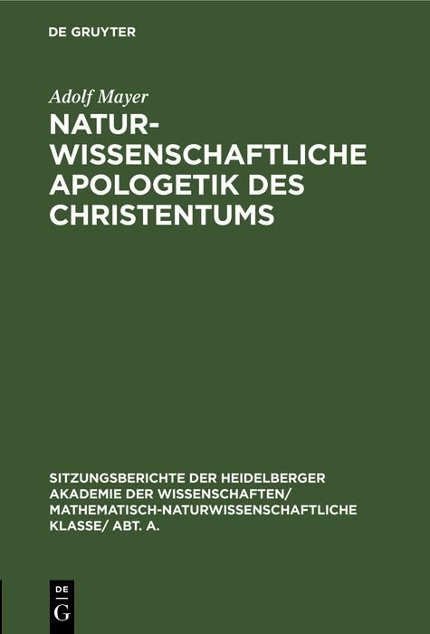 Produktbild: Naturwissenschaftliche Apologetik des Christentums