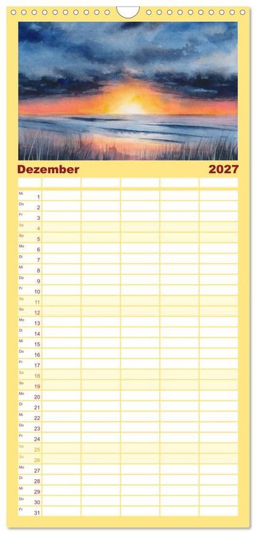 Produktbild: Familienplaner 2027 - Landschaft in Aquarell mit 5 Spalten (Wandkalender, 21 x 45 cm) CALVENDO