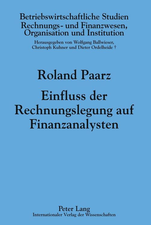 Produktbild: Einfluss der Rechnungslegung auf Finanzanalysten