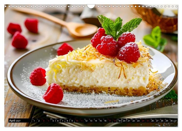 Produktbild: K&auml;sekuchen Kalender - K&ouml;stliche Dessertmomente (Wandkalender 2027 DIN A3 quer), CALVENDO Monatskalender