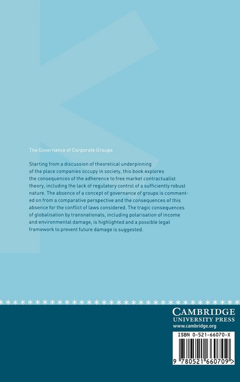 Produktbild: The Governance of Corporate Groups