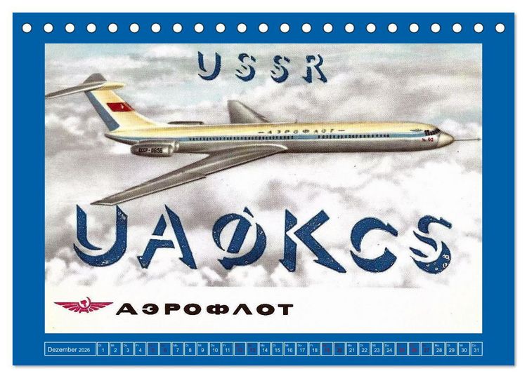 Produktbild: &Uuml;ber den Wolken - Flugzeuge des 20. Jahrhunderts auf Amateurfunkkarten (Tischkalender 2026 DIN A5 quer), CALVENDO Monatskalender