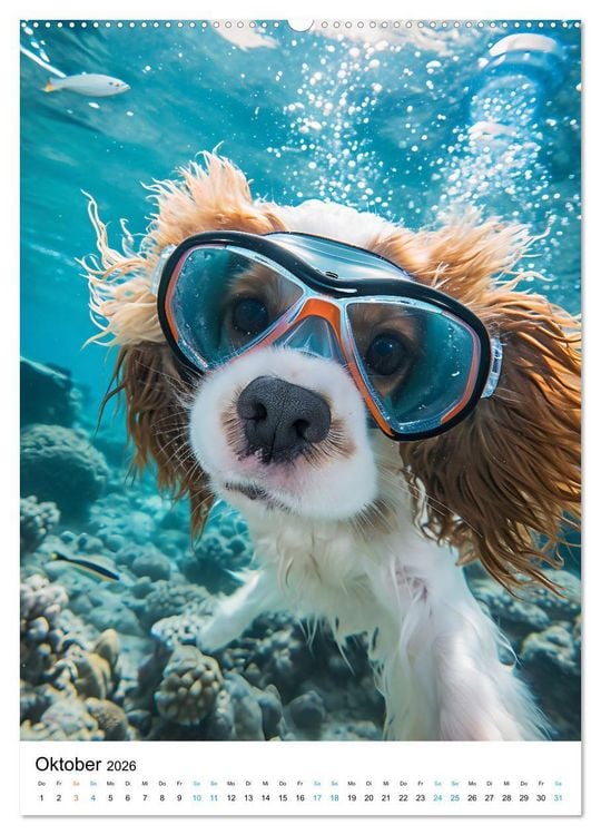 Produktbild: Cavalier King Charles Spaniel - Lustige Weltenreise im Selfie-Modus (hochwertiger Premium Wandkalender 2026 DIN A2 hoch), Kunstdruck in Hochglanz
