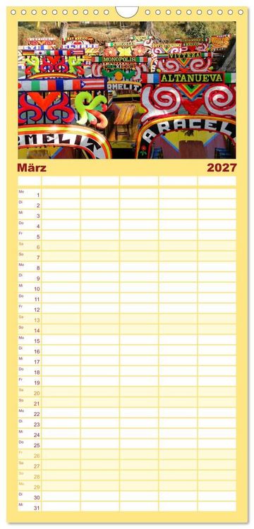 Produktbild: Familienplaner 2027 - Mexiko - Land der Farben mit 5 Spalten (Wandkalender, 21 x 45 cm) CALVENDO