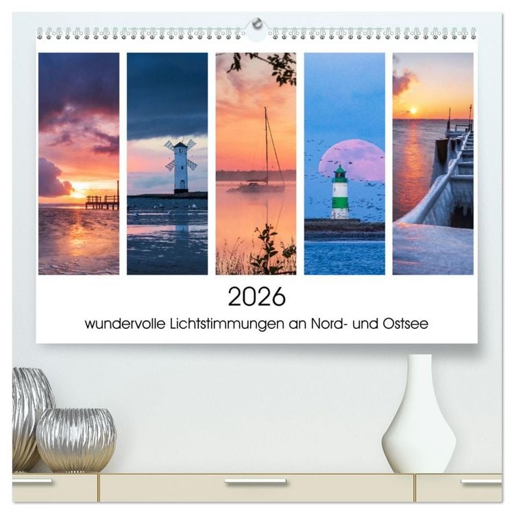 Produktbild: 2026 - wundervolle Lichtstimmungen an Nord- und Ostsee (hochwertiger Premium Wandkalender 2026 DIN A2 quer), Kunstdruck in Hochglanz