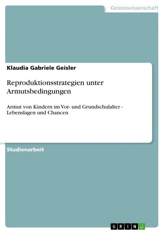 Produktbild: Reproduktionsstrategien unter Armutsbedingungen