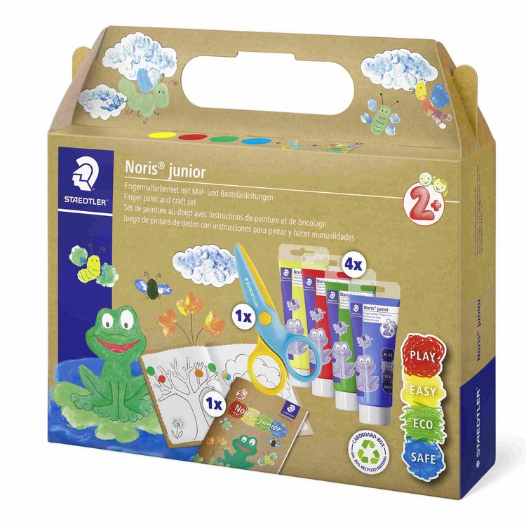 Produktbild: STAEDTLER Fingermalfarbe Noris junior, 4 x 75 ml Tuben, Sicherheitsschere und Malheft, 61 C2