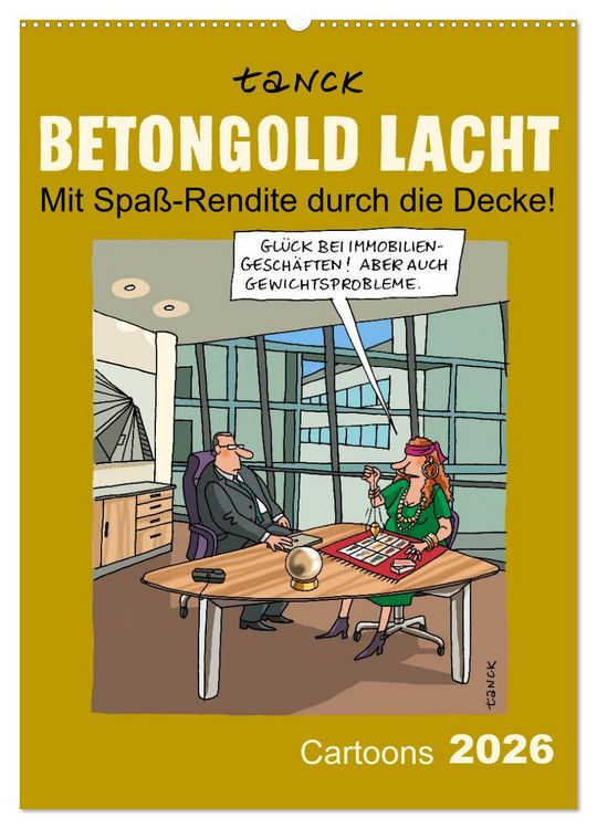 Produktbild: Betongold lacht - Cartoons (Wandkalender 2026 DIN A2 hoch), CALVENDO Monatskalender