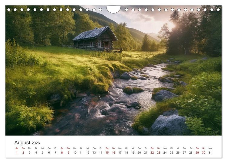 Produktbild: H&uuml;ttenzauber - Ein visueller Streifzug durch Norwegens Wildnis (Wandkalender 2026 DIN A4 quer), CALVENDO Monatskalender